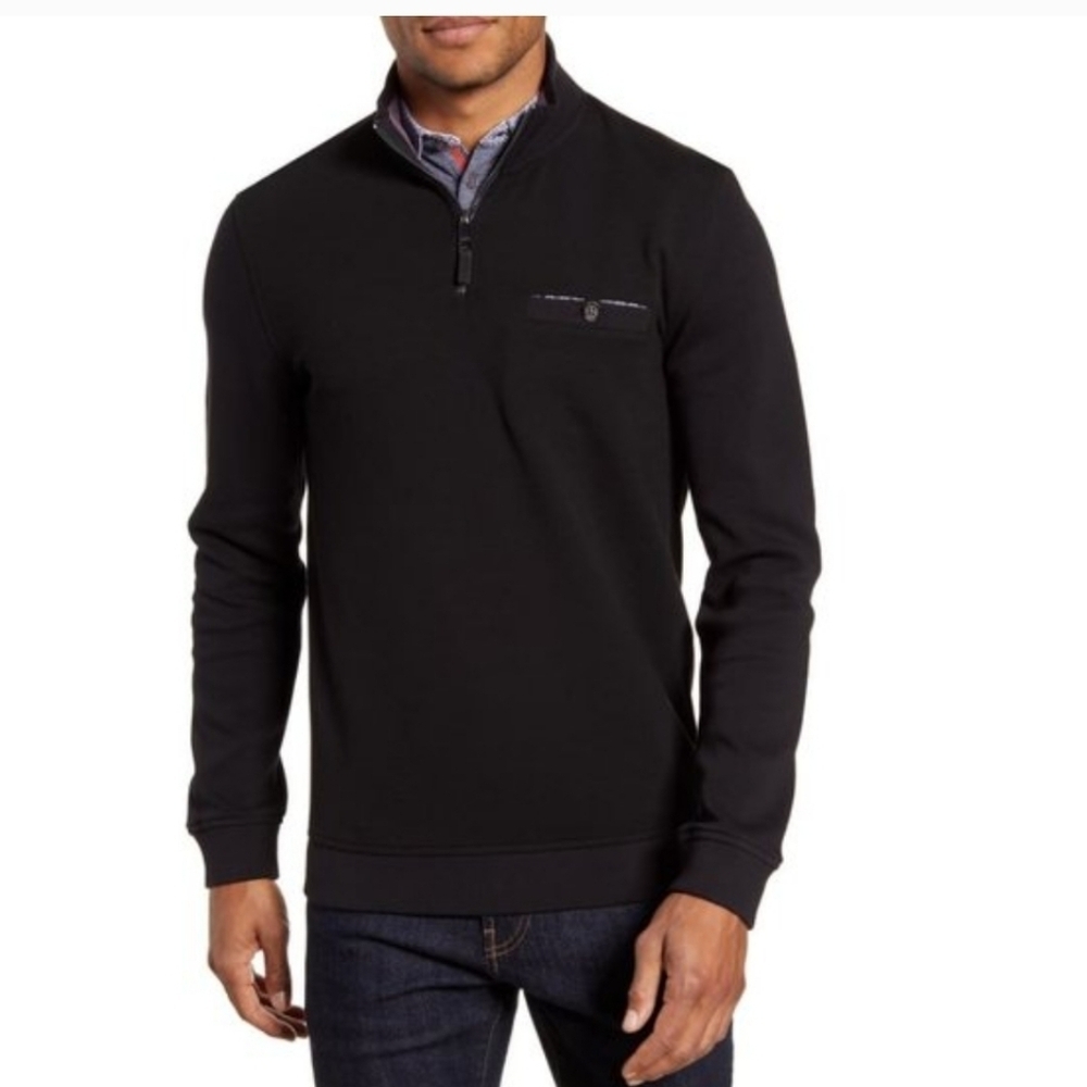 TED BAKER Curbing Slim Fit Quarter Zip Pullover Sweater XL
